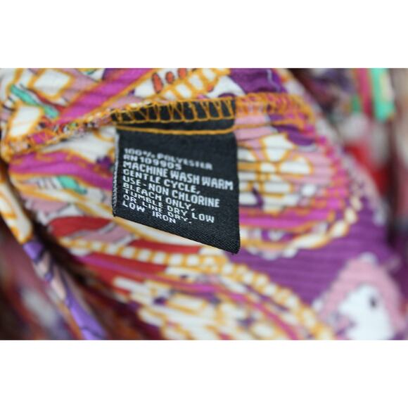 Essential By Milano XL Button Shirt Crinkle Paisley Bell Sleeve Colorful Artsy - Picture 5 of 6